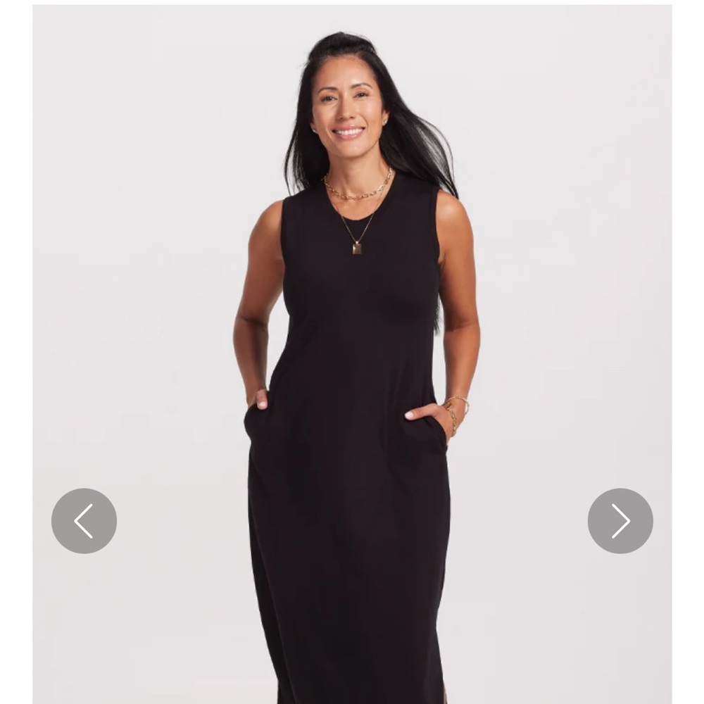 WOOLX Cassie Dress Sleeveless Black merino wool Midi Dress with Pockets